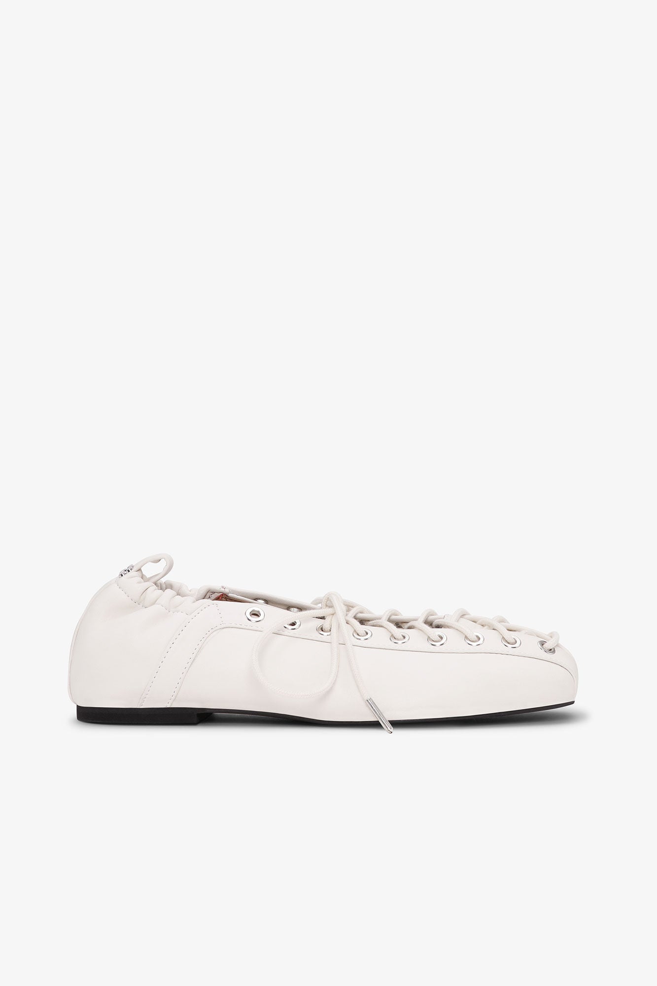 GANNI White Oleatex Lace-Up Ballerinas