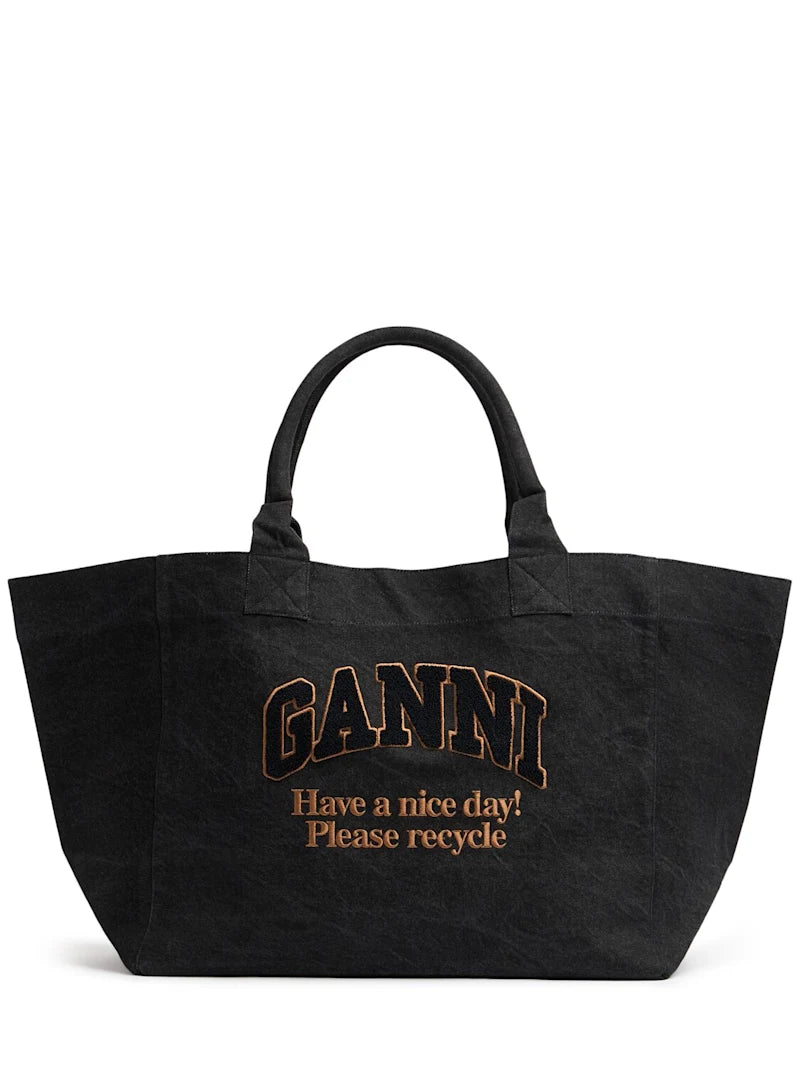 GANNI Black Denim Tote Bag