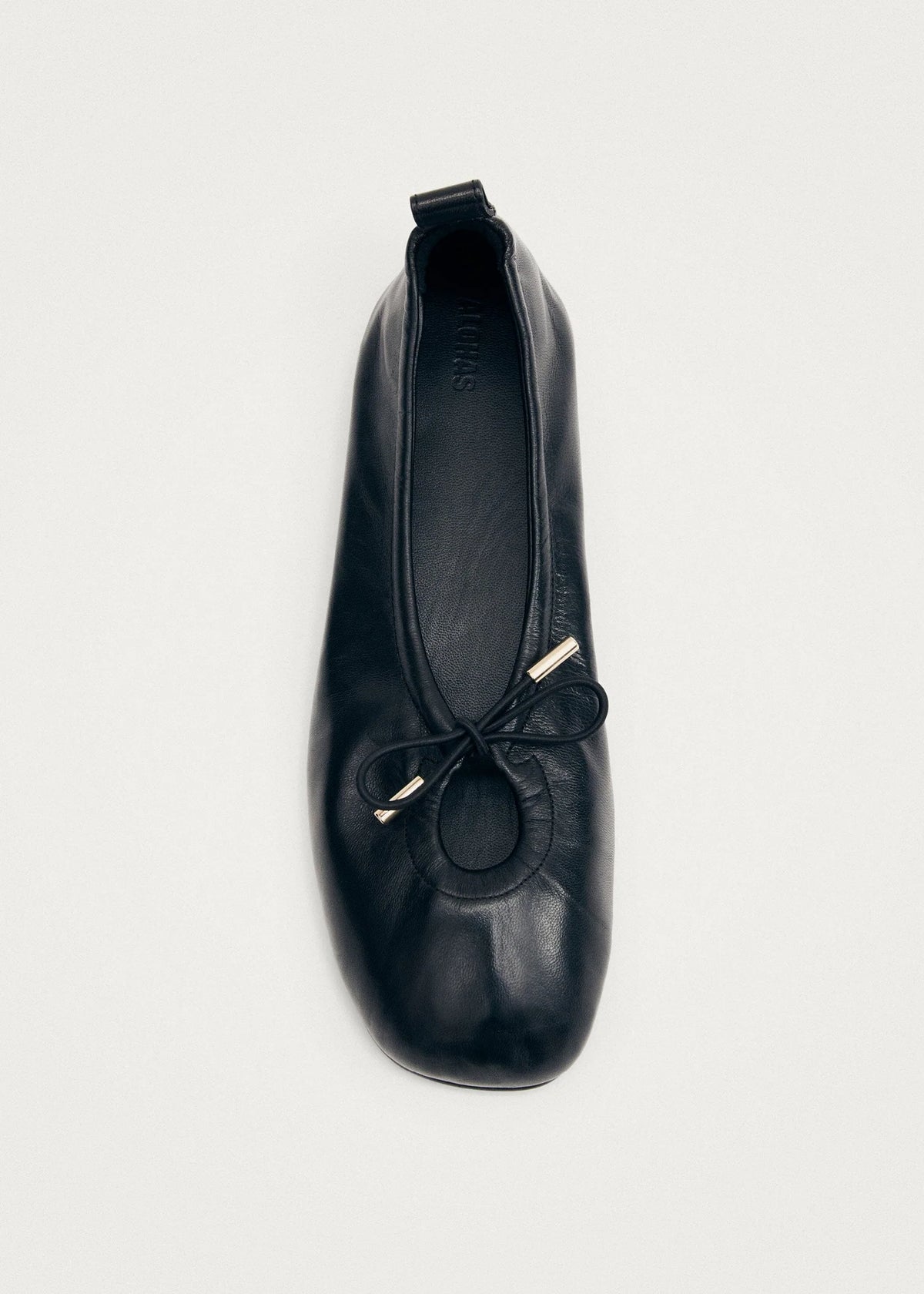ALOHAS Rosalind Black Leather Ballet Flats - MOODY ORANGES