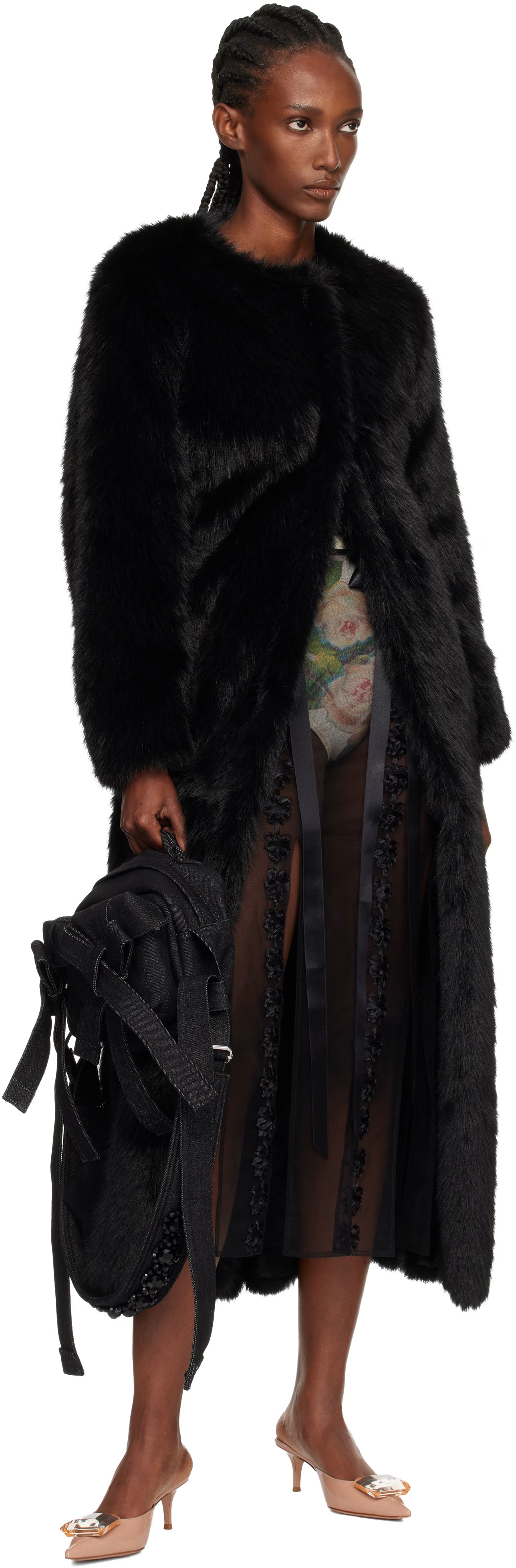 Simone Rocha Black Beaded Classic Bow Crossbody Bag