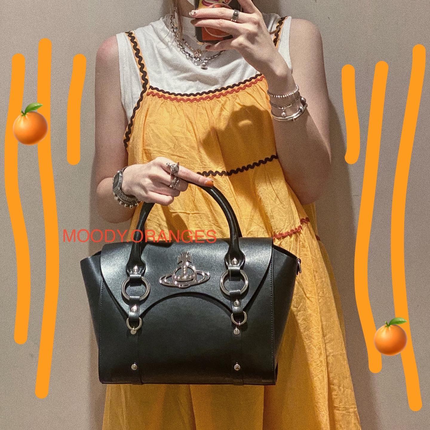 Vivienne Westwood Matte Medium Betty Leather Bag - MOODY ORANGES