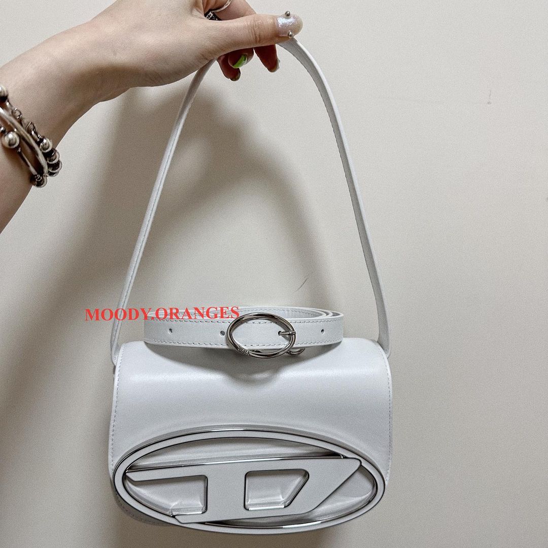 Diesel 1DR White Leather Shoulder Bag - MOODY ORANGES