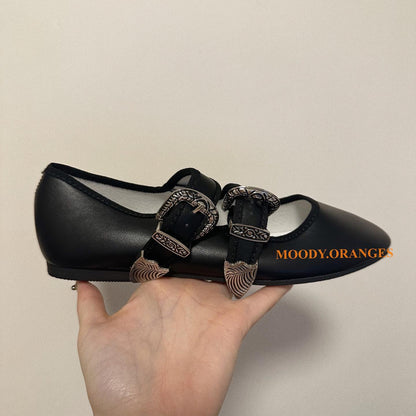 SVEC Double-Buckled Maryjane Shoes - MOODY ORANGES