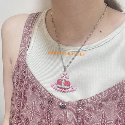 Vivienne Westwood Vintage Pink Heart Necklace - MOODY ORANGES