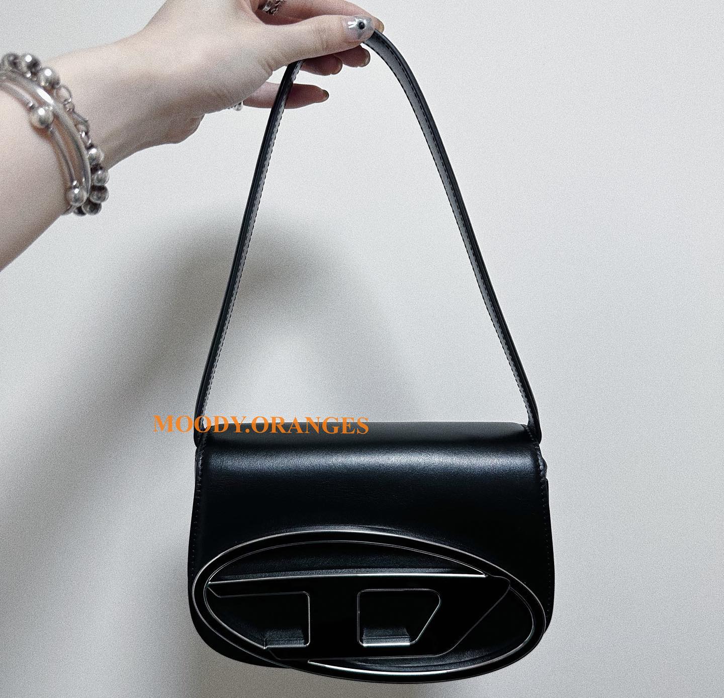 Diesel 1DR Black Leather Shoulder Bag - MOODY ORANGES