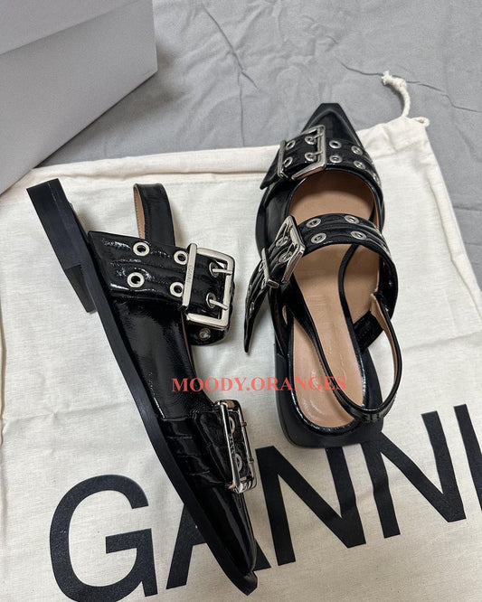 GANNI Buckle Ballerina Flats