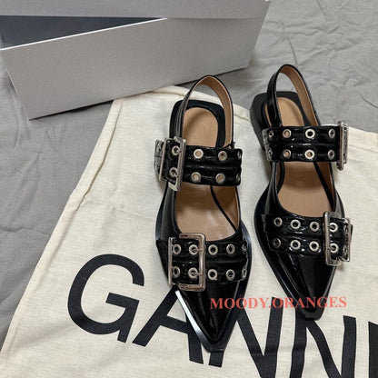 GANNI Buckle Ballerina Flats
