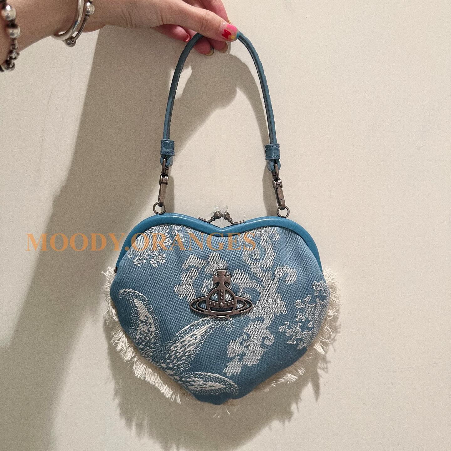 Vivienne Westwood Heart Cotton-Twill Bag Blue - MOODY ORANGES