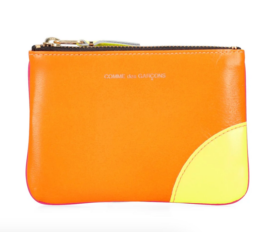 Comme des Garçons Wallet Orange/Pink Super neon leather line zip wallet - MOODY ORANGES