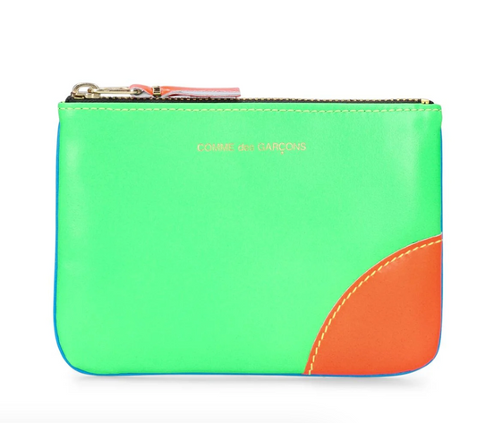 Comme des Garçons Wallet Green/Blue Super Neon leather wallet - MOODY ORANGES