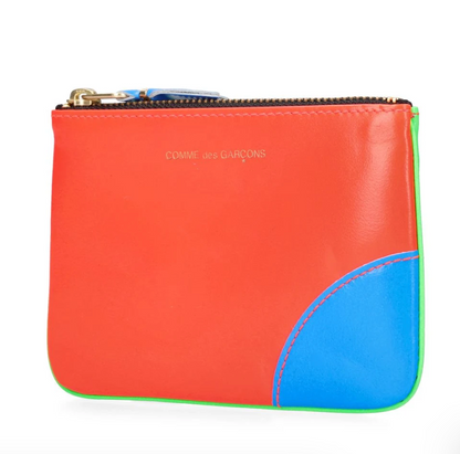 Comme des Garçons Wallet Orange/Green Super neon leather line zip wallet - MOODY ORANGES