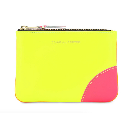 Comme des Garçons Wallet Yellow/Orange Super neon leather line zip wallet - MOODY ORANGES