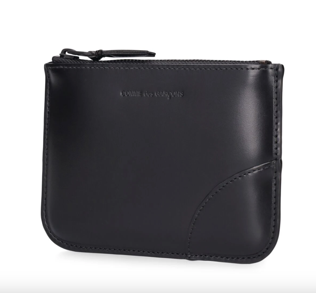 Comme des Garçons Wallet Very black leather pouch - MOODY ORANGES