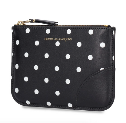 Comme des Garçons Wallet Black Dot printed leather zip wallet - MOODY ORANGES