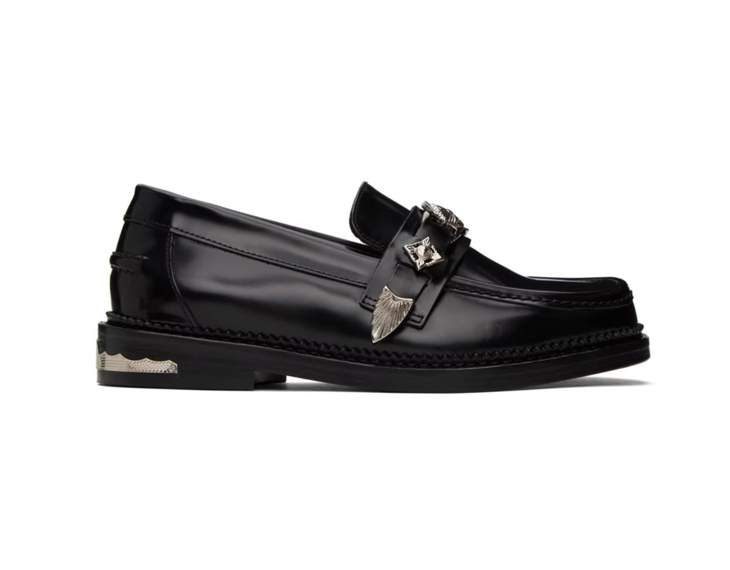 Toga Pulla Black Metal Loafers - MOODY ORANGES