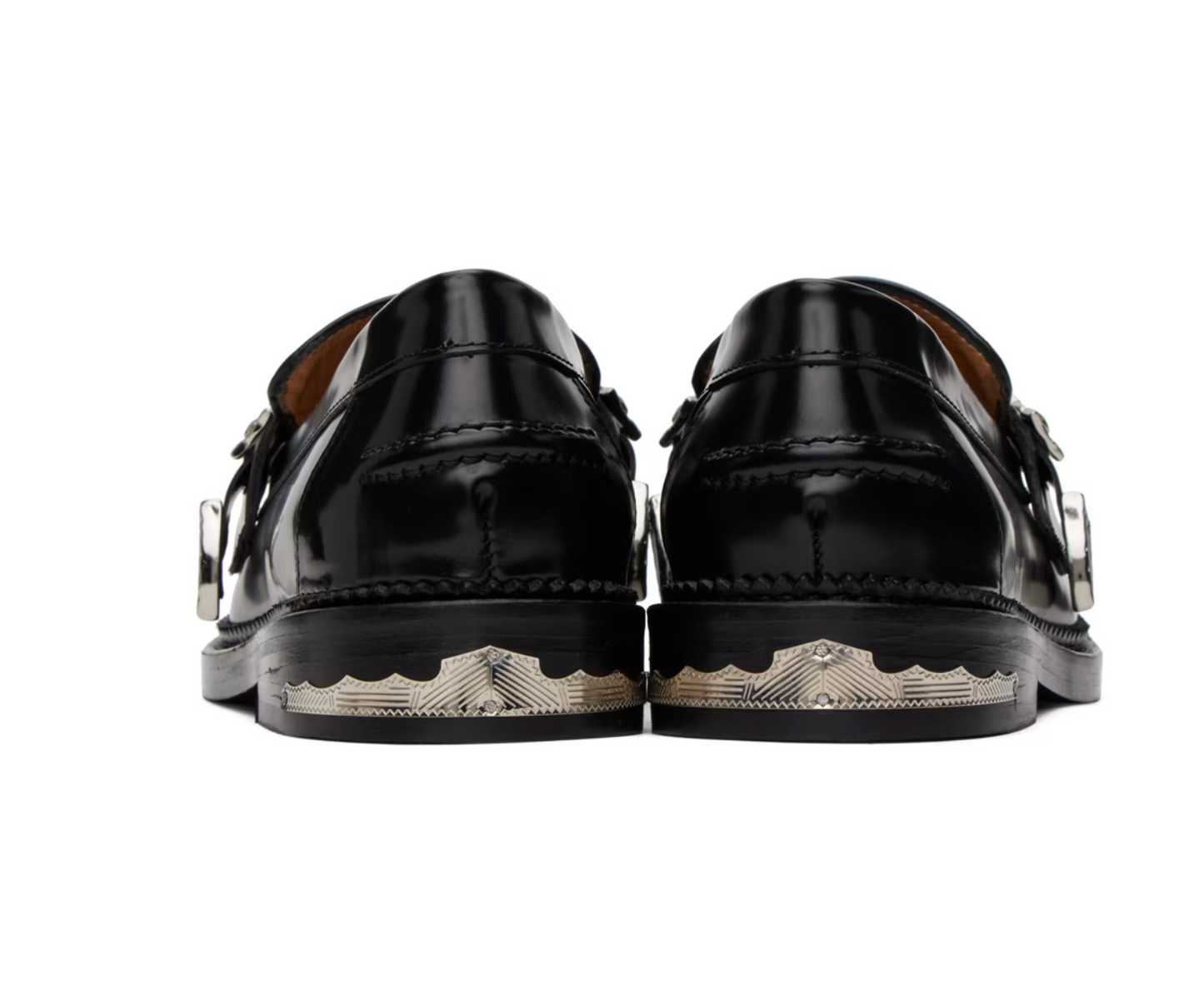 Toga Pulla Black Metal Loafers - MOODY ORANGES