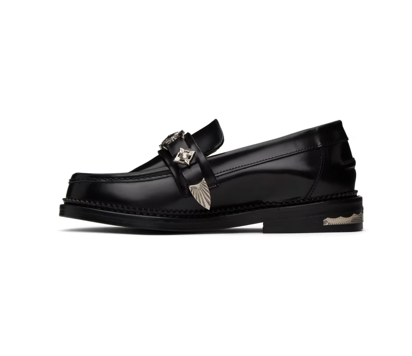 Toga Pulla Black Metal Loafers - MOODY ORANGES