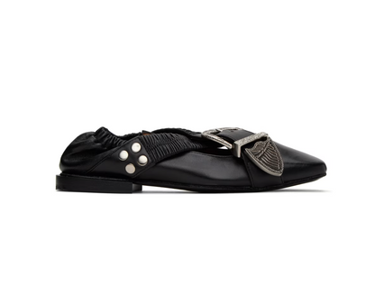 Toga Pulla Black Studded Ballerina Flats - MOODY ORANGES