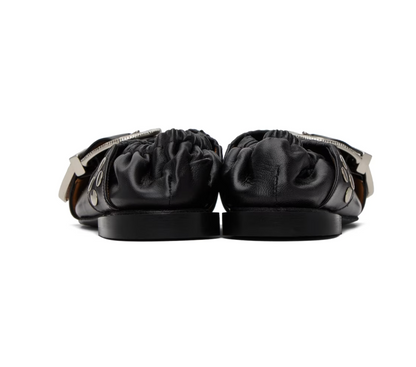 Toga Pulla Black Studded Ballerina Flats - MOODY ORANGES