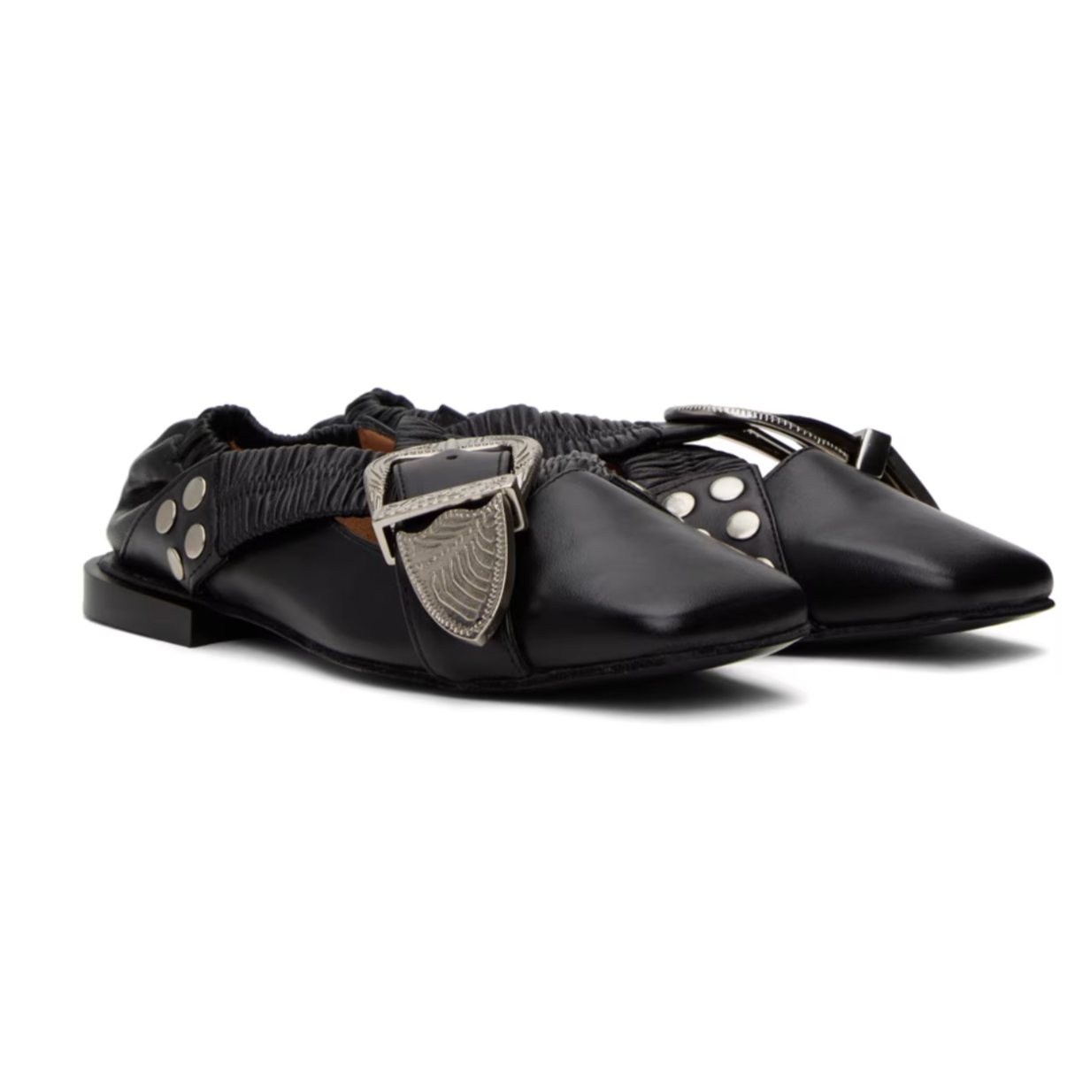 Toga Pulla Black Studded Ballerina Flats - MOODY ORANGES