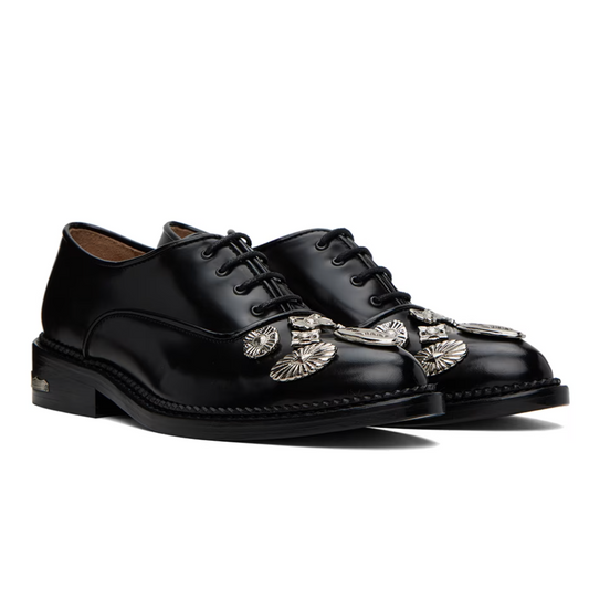 Toga Pulla Black Embellished Oxfords - MOODY ORANGES