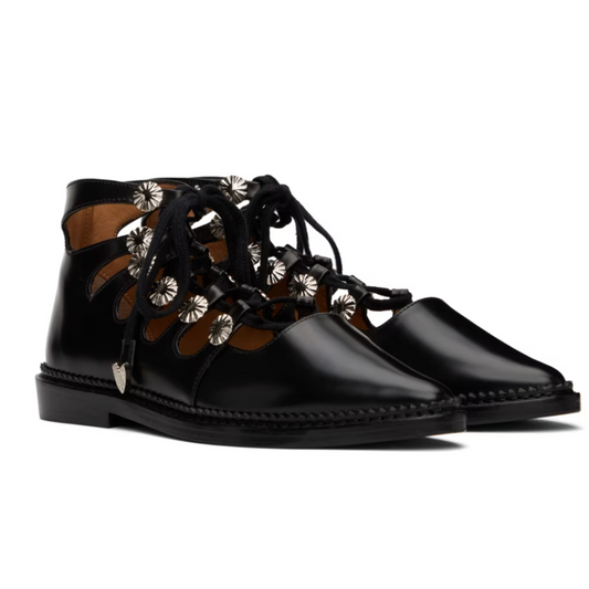 Toga Pulla Black Lace-Up Oxfords - MOODY ORANGES