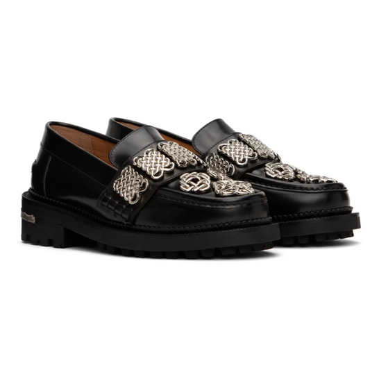 Toga Pulla Exclusive Black Embellished Loafers - MOODY ORANGES