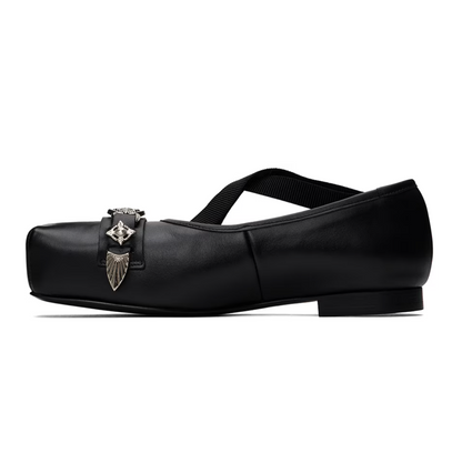 Toga Pulla Black Polido Ballerina Flats