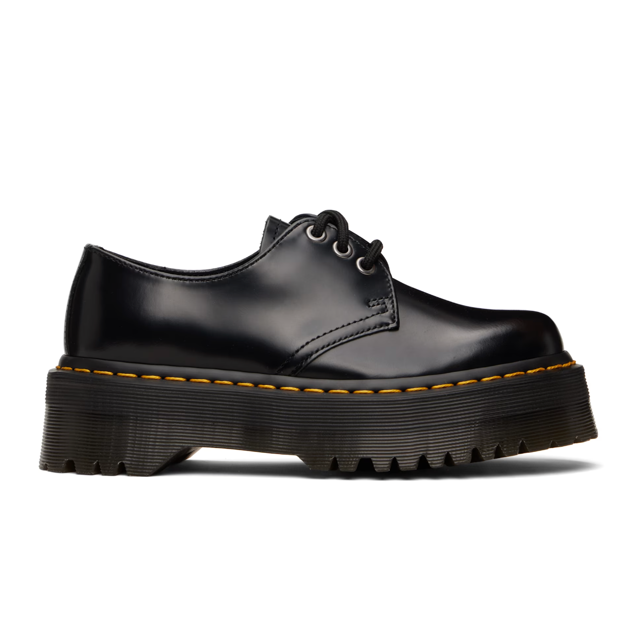 Dr. Martens Black 1461 Smooth Leather Platform Derbys - MOODY ORANGES