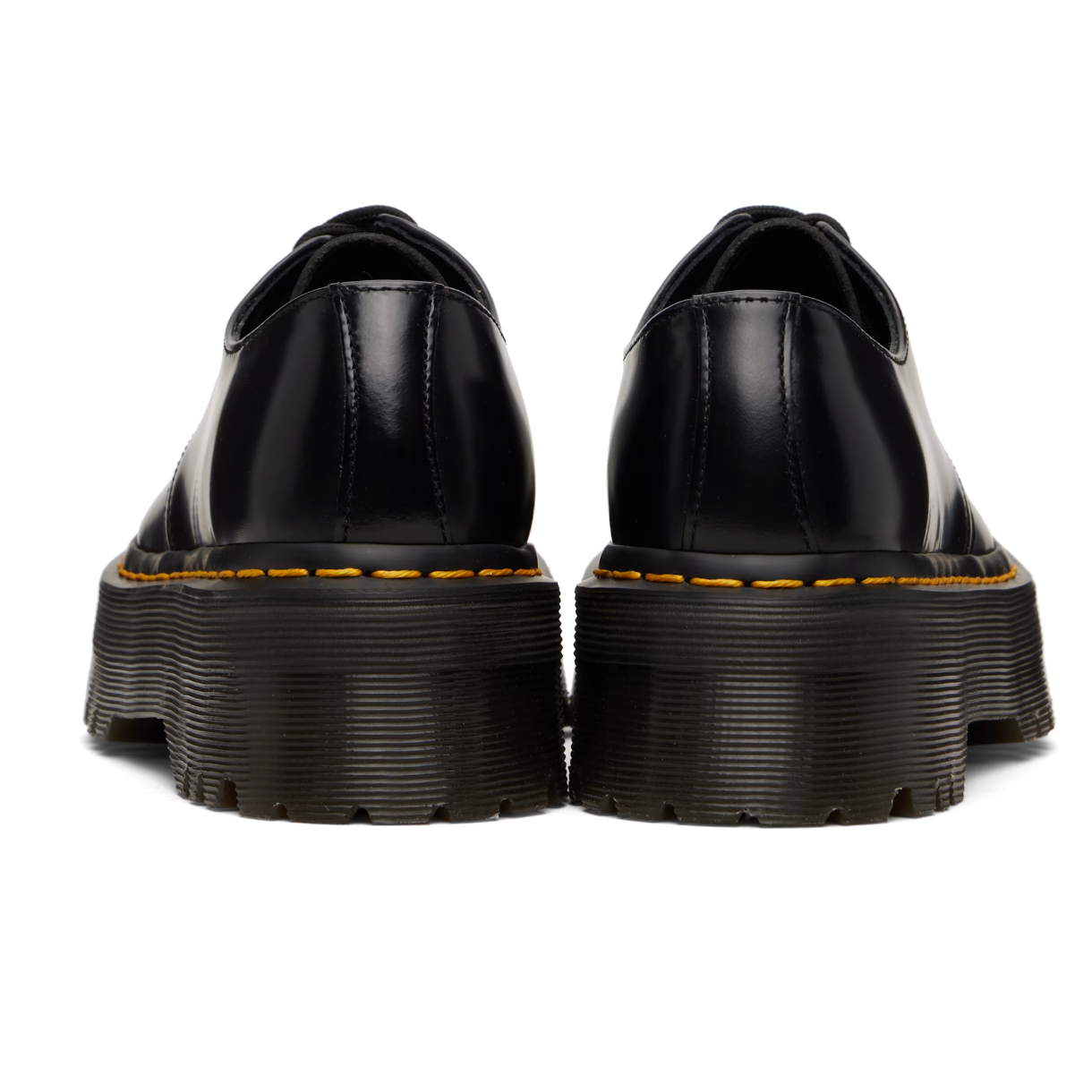 Dr. Martens Black 1461 Smooth Leather Platform Derbys - MOODY ORANGES