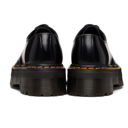 Dr. Martens Black 1461 Smooth Leather Platform Derbys - MOODY ORANGES