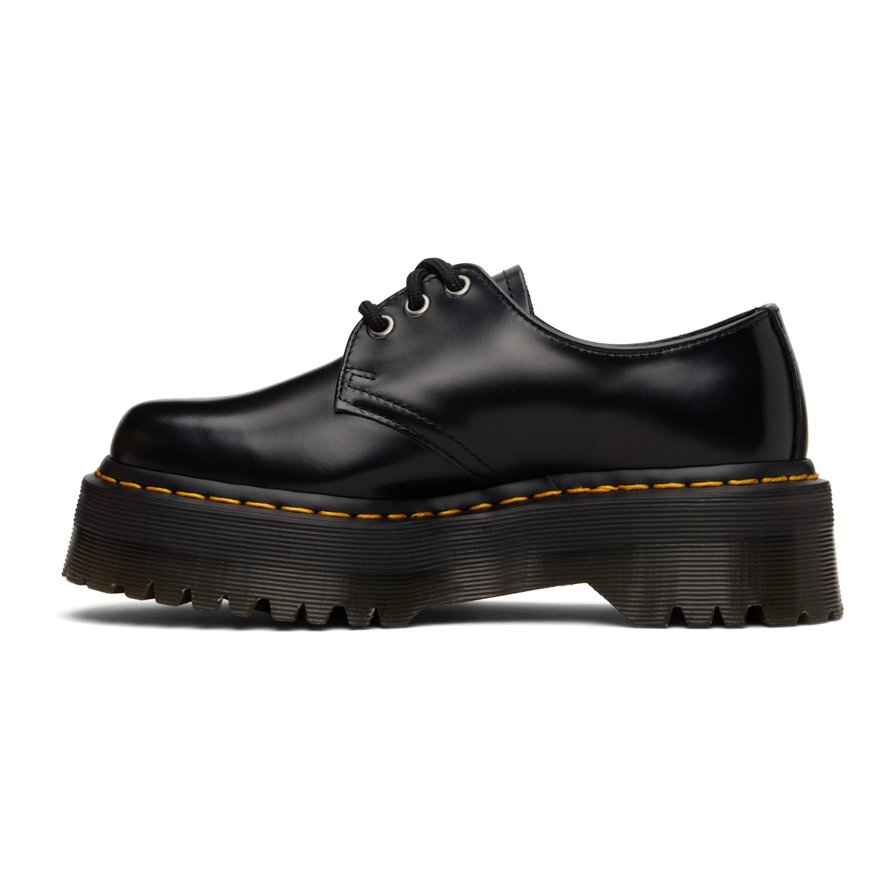 Dr. Martens Black 1461 Smooth Leather Platform Derbys - MOODY ORANGES
