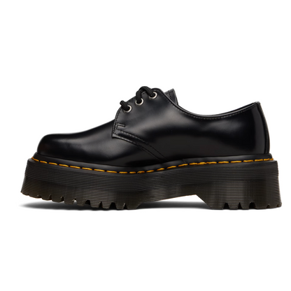 Dr. Martens Black 1461 Smooth Leather Platform Derbys - MOODY ORANGES