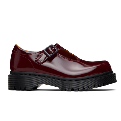 Dr. Martens Burgundy Rejena Mary Jane Laquered Leather Loafers - MOODY ORANGES