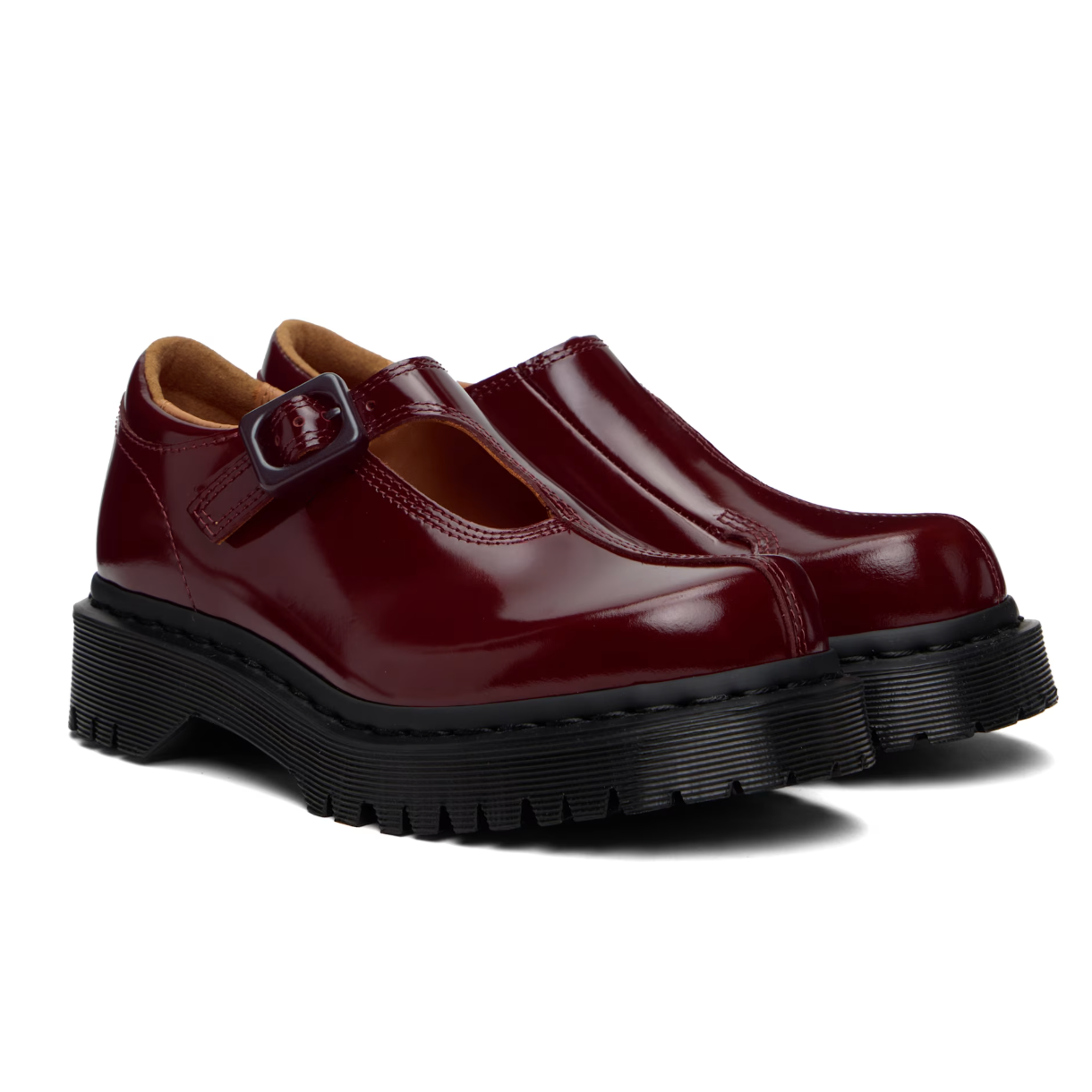 Dr. Martens Burgundy Rejena Mary Jane Laquered Leather Loafers - MOODY ORANGES