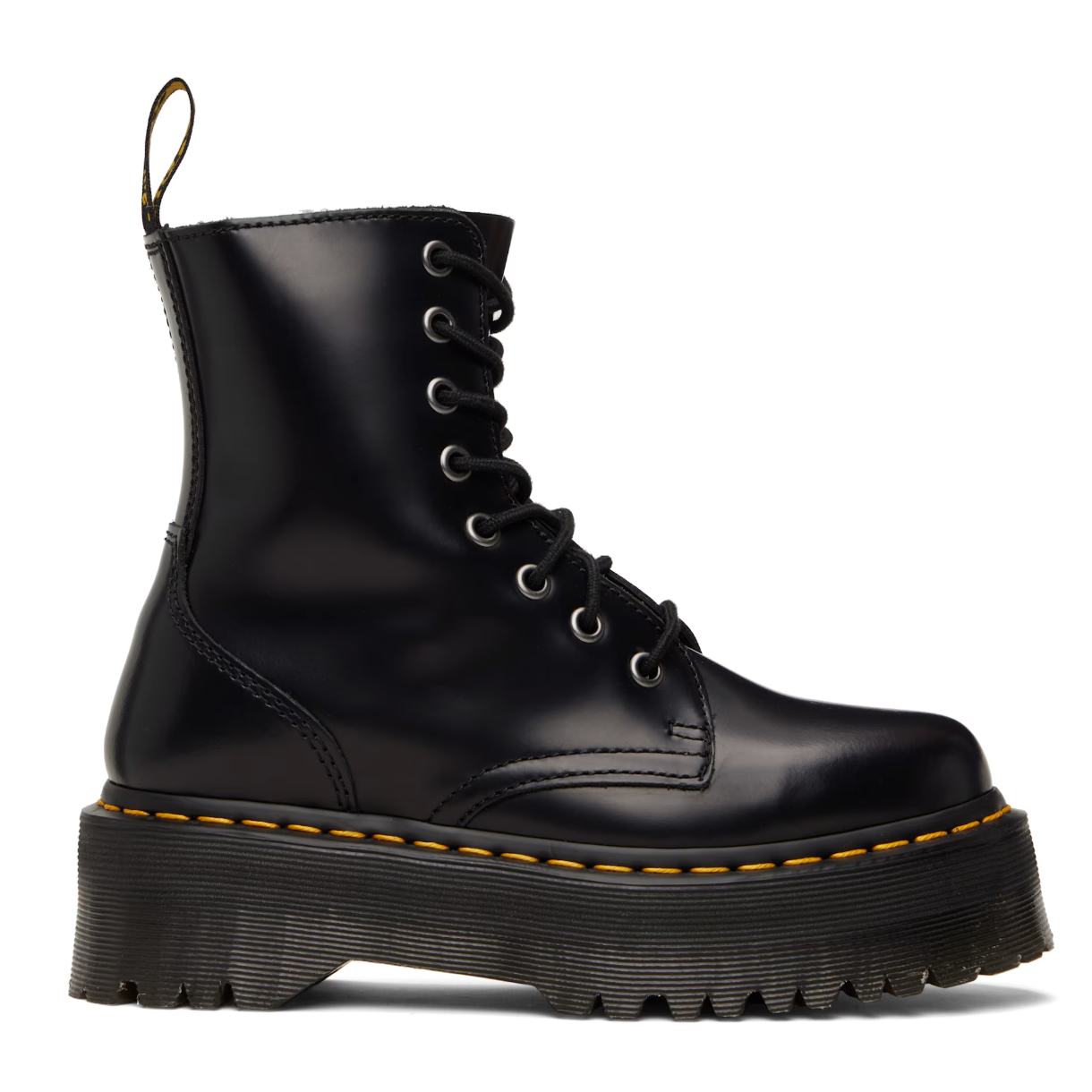 Dr. Martens Black Jadon Smooth Leather Platform Boots - MOODY ORANGES