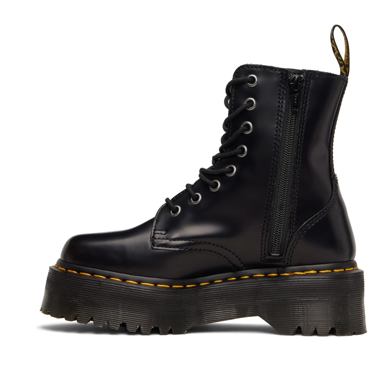 Dr. Martens Black Jadon Smooth Leather Platform Boots - MOODY ORANGES