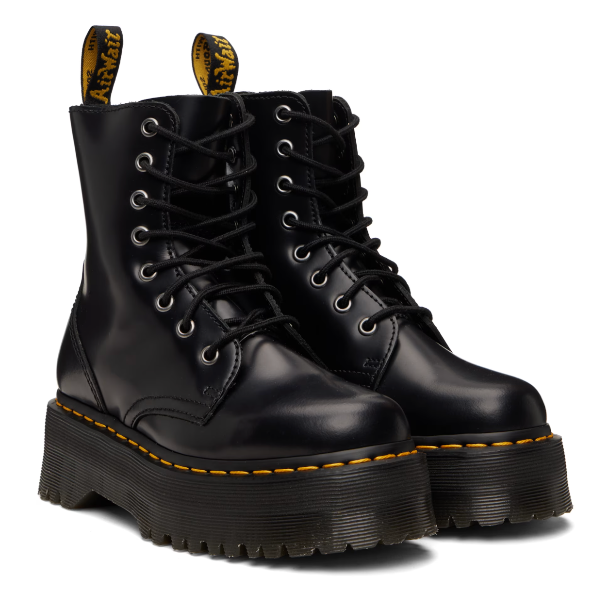 Dr. Martens Black Jadon Smooth Leather Platform Boots - MOODY ORANGES