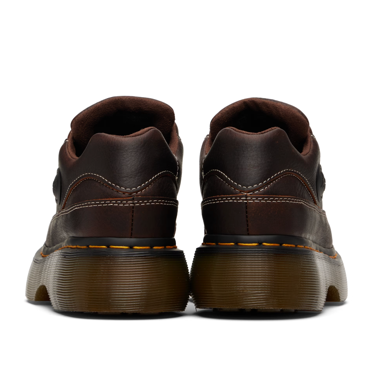 Dr. Martens Brown Buzz 5-Eye Grizzly Leather Derbys - MOODY ORANGES