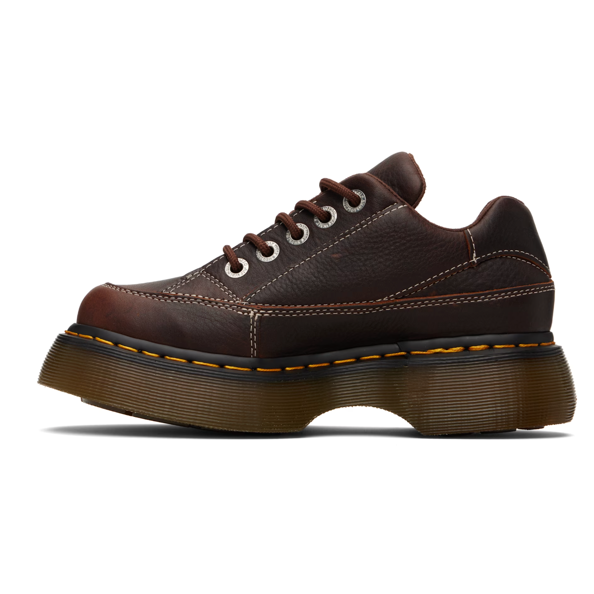 Dr. Martens Brown Buzz 5-Eye Grizzly Leather Derbys - MOODY ORANGES