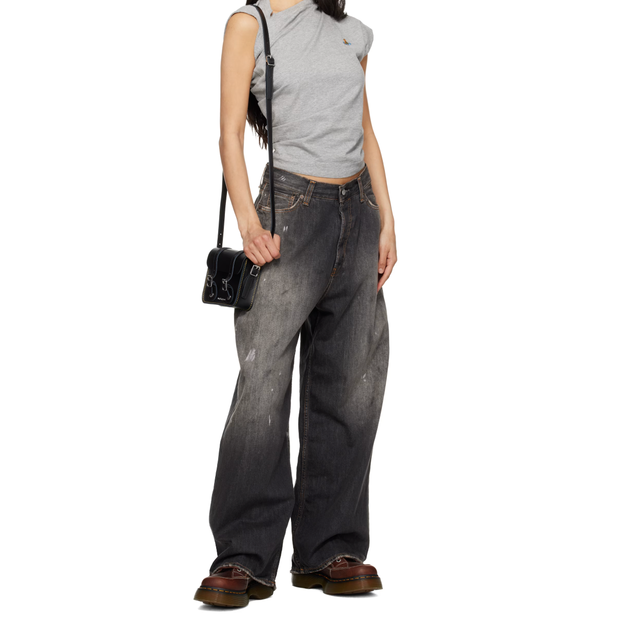 Dr. Martens Black 7" Leather Crossbody Bag - MOODY ORANGES