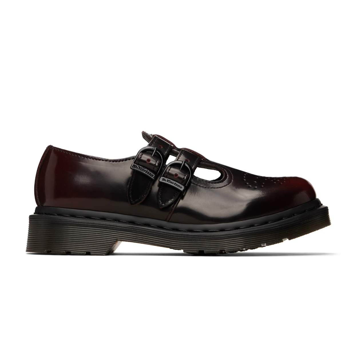 Dr. Martens Black & Burgundy 8065 Mary Jane Loafers - MOODY ORANGES