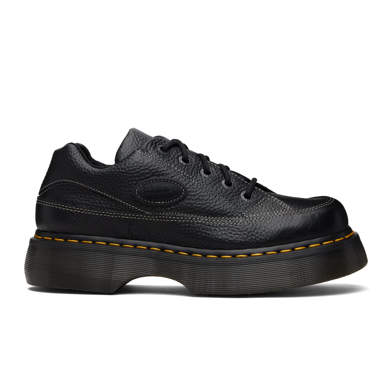 Dr. Martens Black Buzz 5-Eye Milled Nappa Leather Derbys - MOODY ORANGES