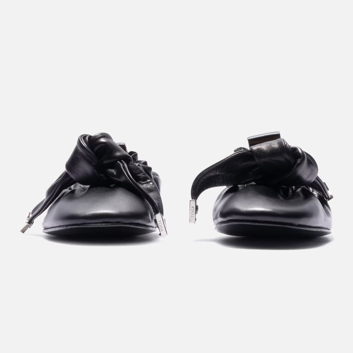TOGA PULLA Black Soft Leather Ballet Flats