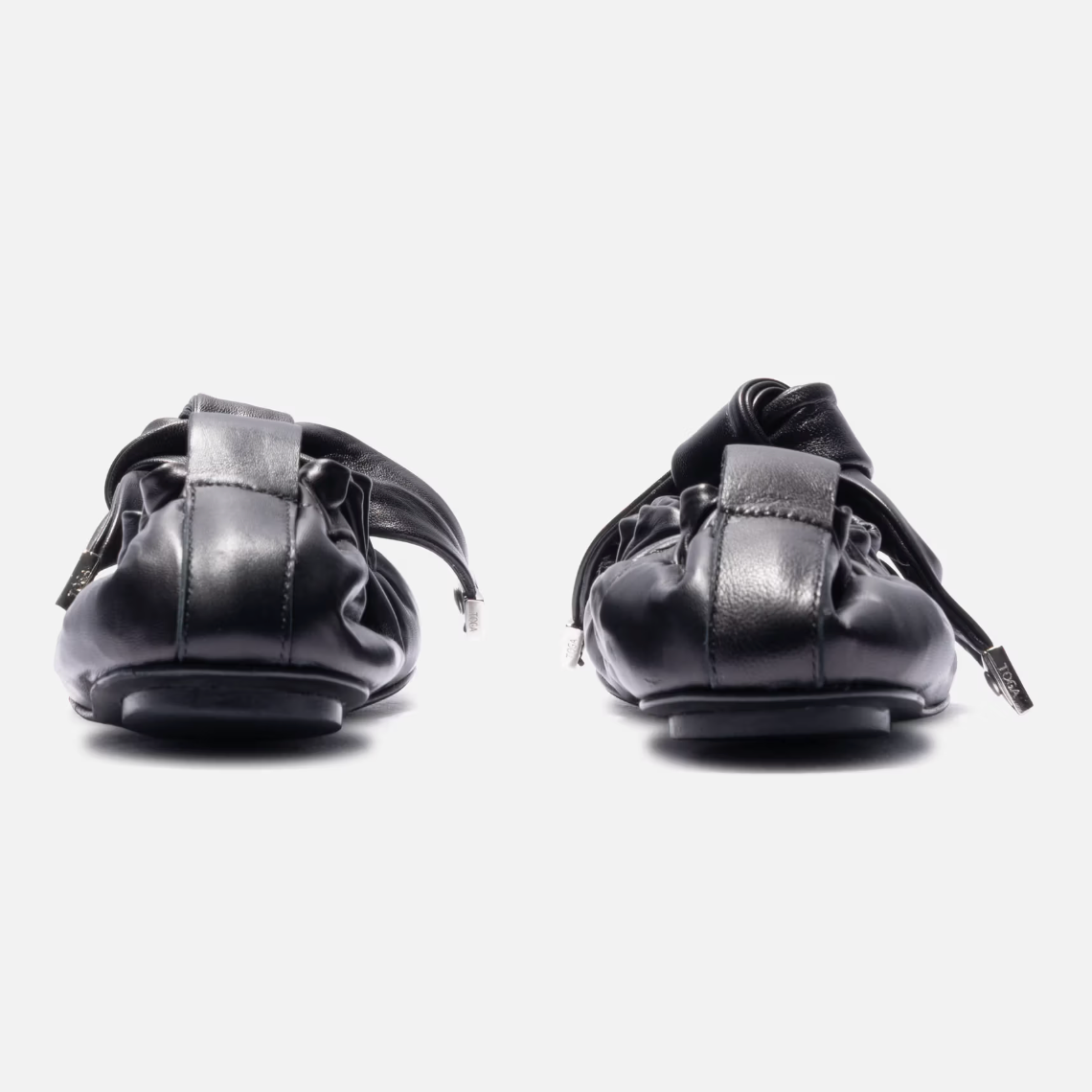 TOGA PULLA Black Soft Leather Ballet Flats