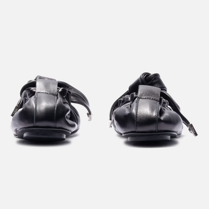 TOGA PULLA Black Soft Leather Ballet Flats