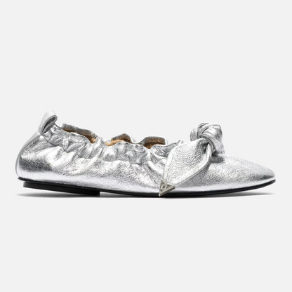 TOGA PULLA Silver Soft Leather Ballet Flats