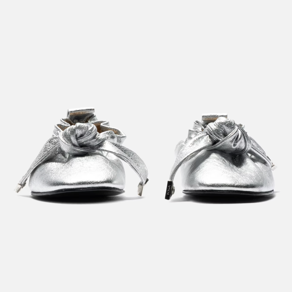 TOGA PULLA Silver Soft Leather Ballet Flats