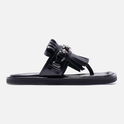 Toga Pulla Studded Black Leather Slippers
