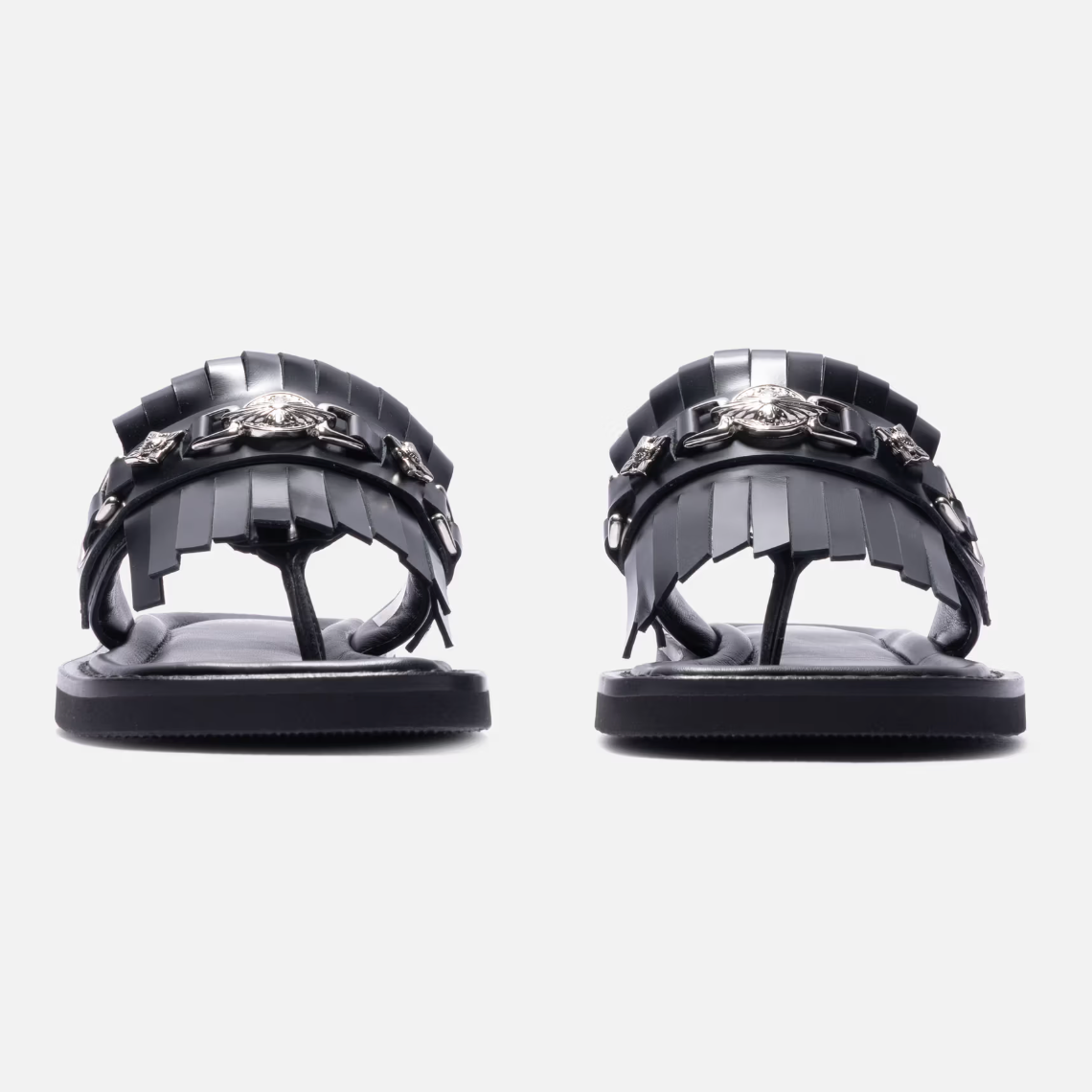 Toga Pulla Studded Black Leather Slippers